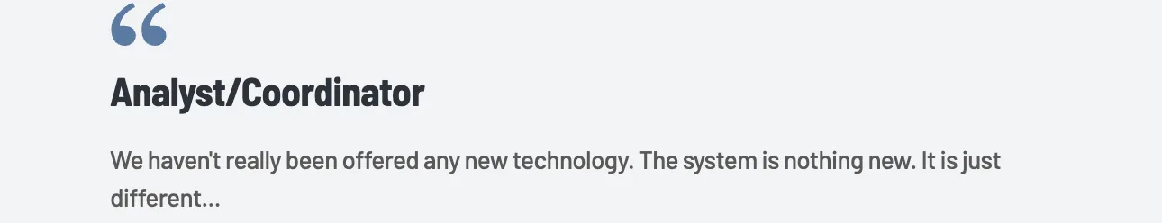 KLAS review of AccuReg from an analyst/coordinator saying they have not been offered any new technology
